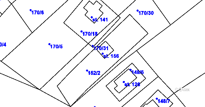 Parcela st. 156 v KÚ Černýšovice, Katastrální mapa