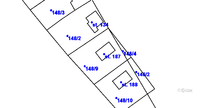 Parcela st. 187 v KÚ Černýšovice, Katastrální mapa