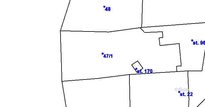 Parcela st. 47/1 v KÚ Černýšovice, Katastrální mapa