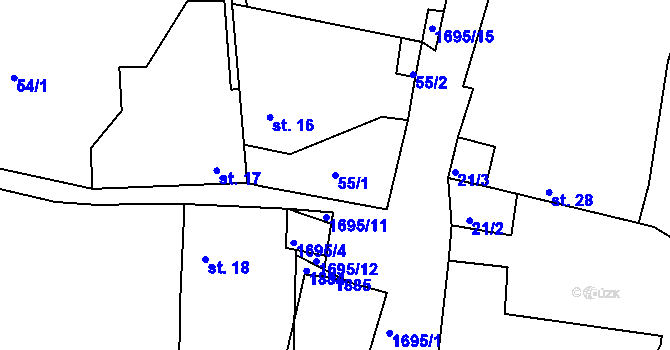 Parcela st. 55/1 v KÚ Černýšovice, Katastrální mapa