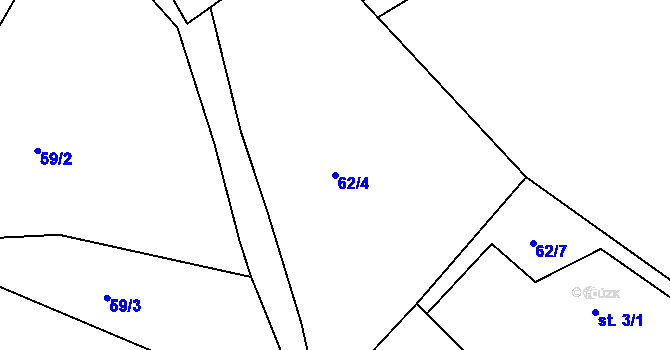 Parcela st. 62/4 v KÚ Černýšovice, Katastrální mapa