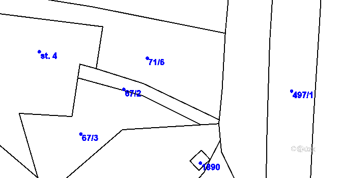 Parcela st. 70/1 v KÚ Černýšovice, Katastrální mapa