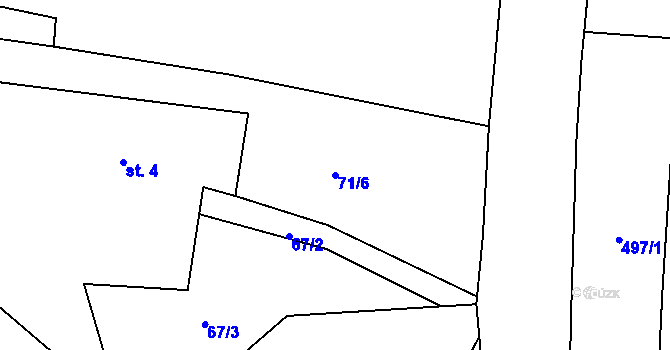 Parcela st. 71/6 v KÚ Černýšovice, Katastrální mapa