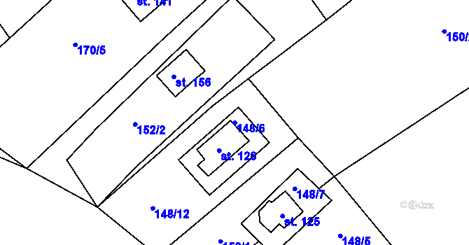 Parcela st. 148/6 v KÚ Černýšovice, Katastrální mapa