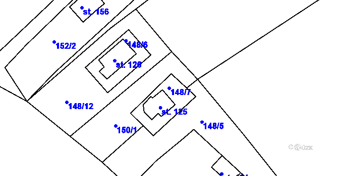 Parcela st. 148/7 v KÚ Černýšovice, Katastrální mapa