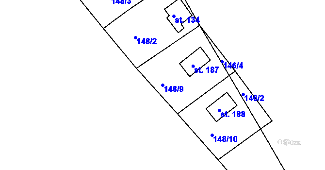 Parcela st. 148/9 v KÚ Černýšovice, Katastrální mapa