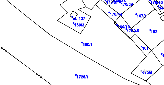 Parcela st. 160/1 v KÚ Černýšovice, Katastrální mapa
