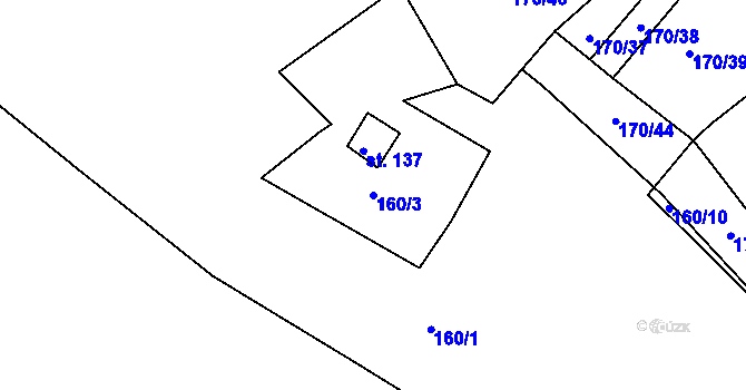 Parcela st. 160/3 v KÚ Černýšovice, Katastrální mapa