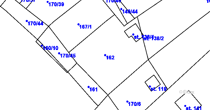 Parcela st. 162 v KÚ Černýšovice, Katastrální mapa