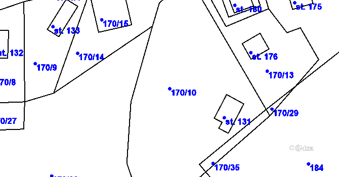 Parcela st. 170/10 v KÚ Černýšovice, Katastrální mapa