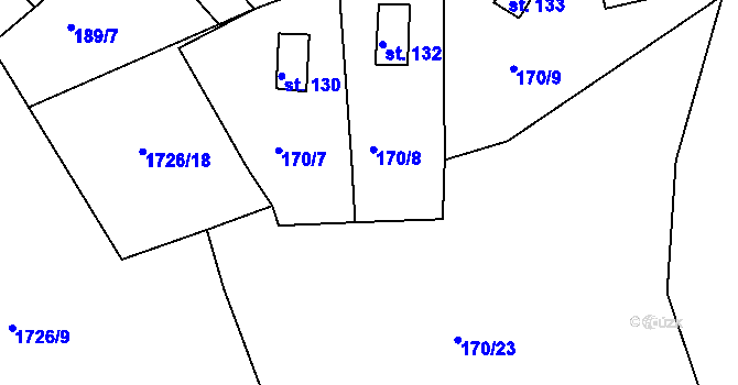 Parcela st. 170/27 v KÚ Černýšovice, Katastrální mapa
