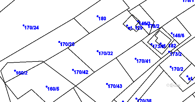Parcela st. 170/32 v KÚ Černýšovice, Katastrální mapa