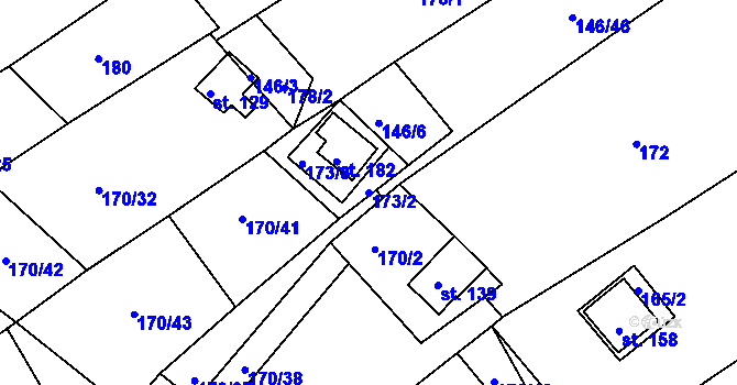 Parcela st. 173/2 v KÚ Černýšovice, Katastrální mapa