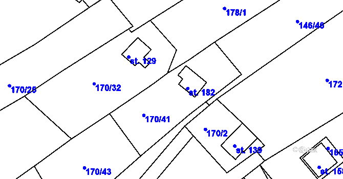 Parcela st. 173/3 v KÚ Černýšovice, Katastrální mapa