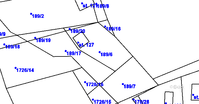 Parcela st. 189/6 v KÚ Černýšovice, Katastrální mapa