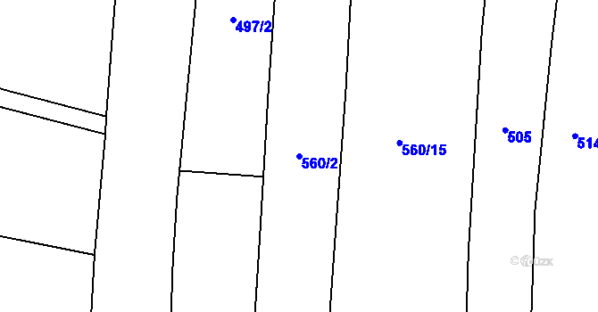 Parcela st. 560/2 v KÚ Černýšovice, Katastrální mapa