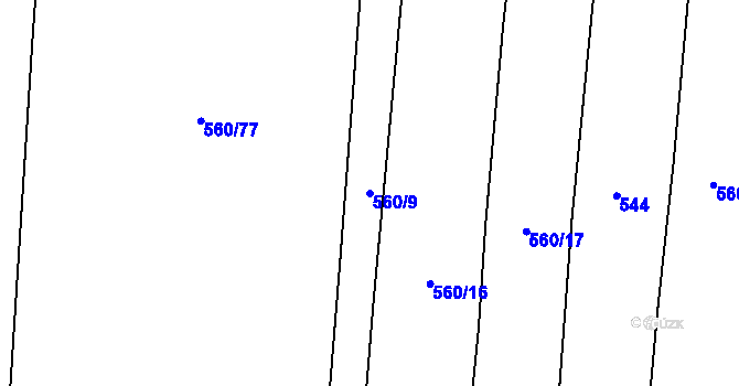 Parcela st. 560/9 v KÚ Černýšovice, Katastrální mapa