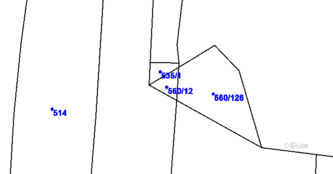 Parcela st. 560/12 v KÚ Černýšovice, Katastrální mapa