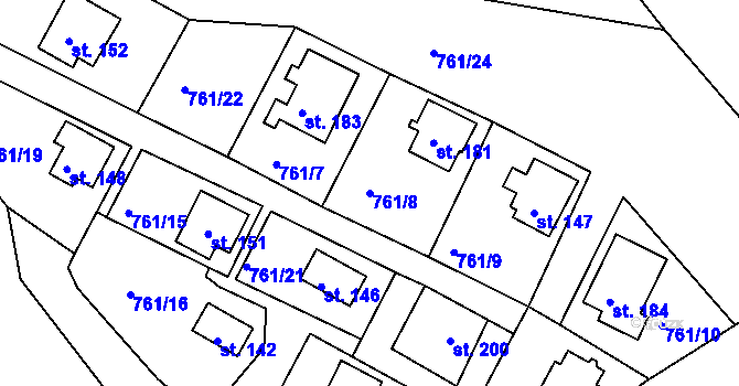 Parcela st. 761/8 v KÚ Černýšovice, Katastrální mapa
