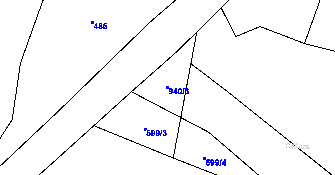 Parcela st. 940/3 v KÚ Černýšovice, Katastrální mapa
