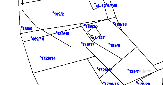 Parcela st. 189/17 v KÚ Černýšovice, Katastrální mapa