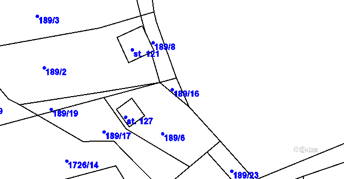 Parcela st. 189/16 v KÚ Černýšovice, Katastrální mapa