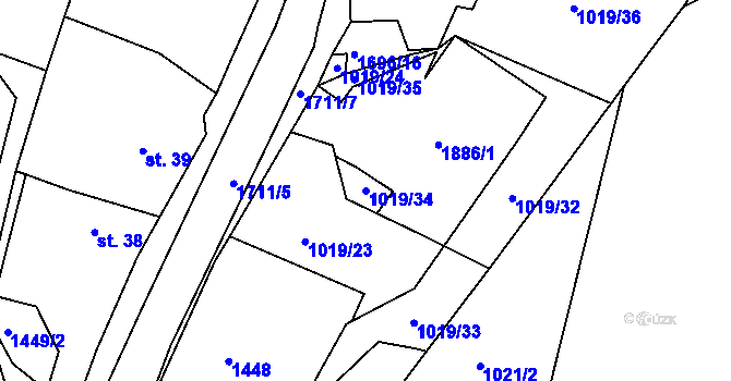 Parcela st. 1019/34 v KÚ Černýšovice, Katastrální mapa