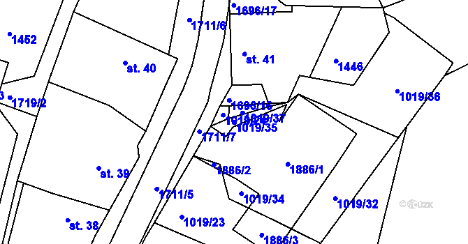 Parcela st. 1019/35 v KÚ Černýšovice, Katastrální mapa