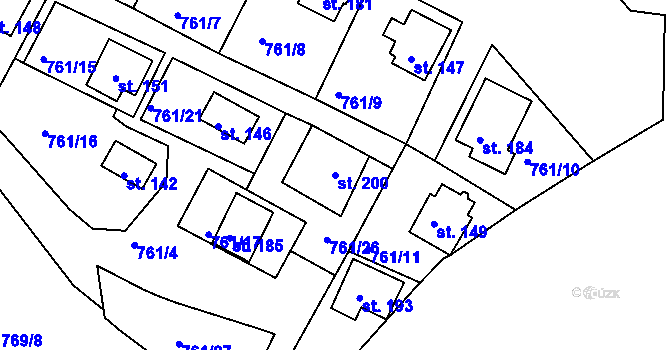 Parcela st. 200 v KÚ Černýšovice, Katastrální mapa