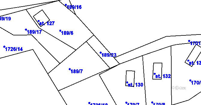 Parcela st. 189/23 v KÚ Černýšovice, Katastrální mapa