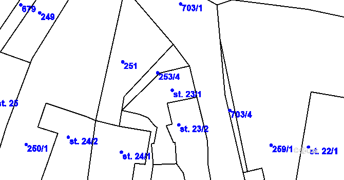 Parcela st. 23/1 v KÚ Sudoměřice u Bechyně, Katastrální mapa