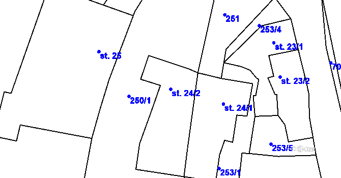 Parcela st. 24/2 v KÚ Sudoměřice u Bechyně, Katastrální mapa
