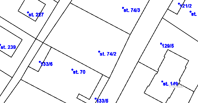 Parcela st. 74/2 v KÚ Sudoměřice u Bechyně, Katastrální mapa