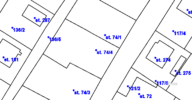 Parcela st. 74/4 v KÚ Sudoměřice u Bechyně, Katastrální mapa