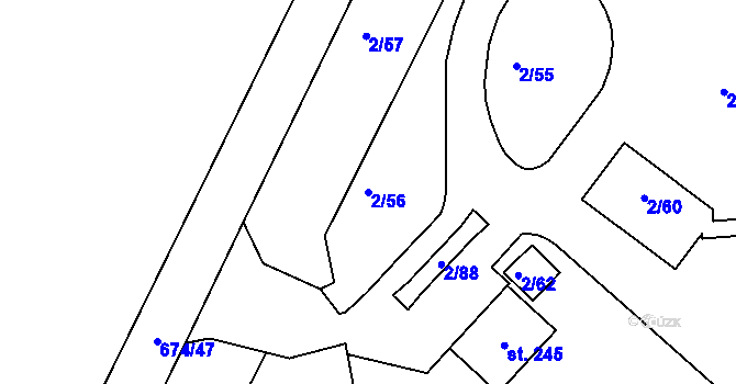 Parcela st. 2/56 v KÚ Sudoměřice u Bechyně, Katastrální mapa