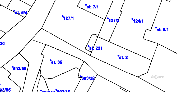Parcela st. 221 v KÚ Sudoměřice u Bechyně, Katastrální mapa