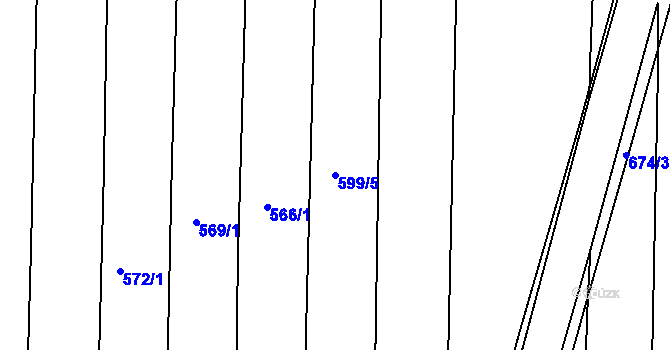 Parcela st. 599/5 v KÚ Sudoměřice u Bechyně, Katastrální mapa