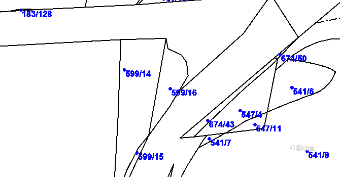 Parcela st. 599/16 v KÚ Sudoměřice u Bechyně, Katastrální mapa