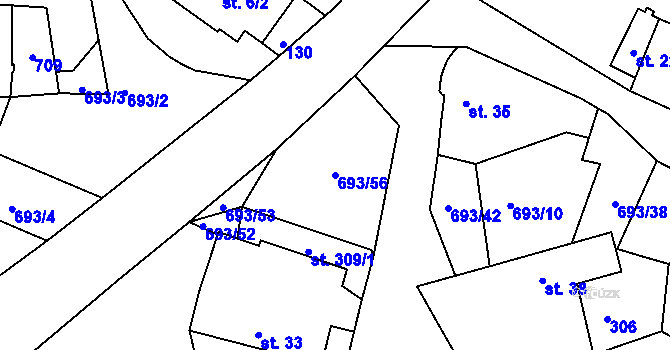 Parcela st. 693/56 v KÚ Sudoměřice u Bechyně, Katastrální mapa