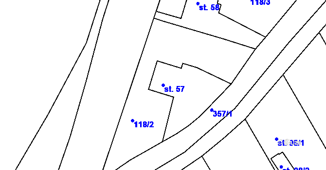Parcela st. 57 v KÚ Sudoměřice u Tábora, Katastrální mapa