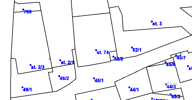 Parcela st. 74 v KÚ Sudoměřice u Tábora, Katastrální mapa