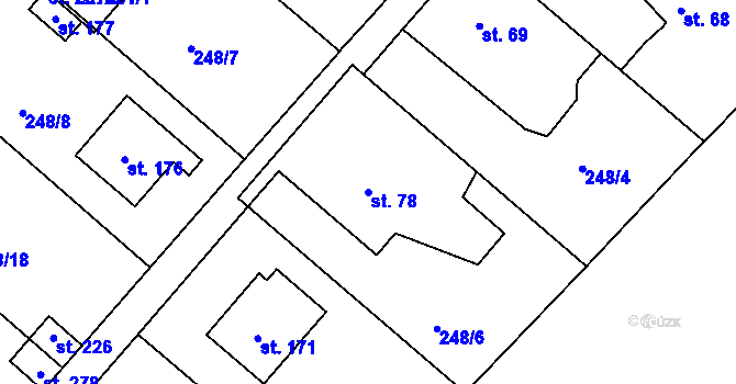 Parcela st. 78 v KÚ Sudoměřice u Tábora, Katastrální mapa