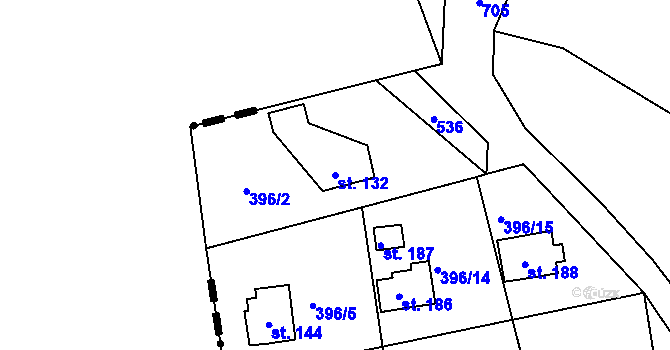 Parcela st. 132 v KÚ Sudoměřice u Tábora, Katastrální mapa