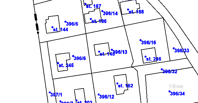 Parcela st. 145 v KÚ Sudoměřice u Tábora, Katastrální mapa