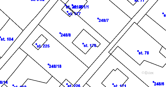 Parcela st. 176 v KÚ Sudoměřice u Tábora, Katastrální mapa
