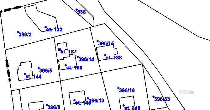 Parcela st. 188 v KÚ Sudoměřice u Tábora, Katastrální mapa