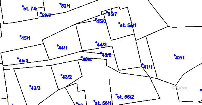 Parcela st. 45/2 v KÚ Sudoměřice u Tábora, Katastrální mapa