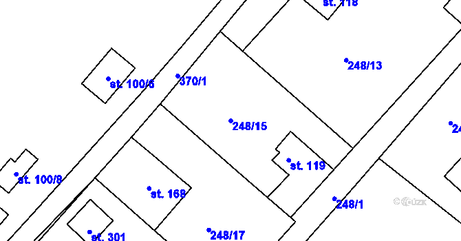 Parcela st. 248/15 v KÚ Sudoměřice u Tábora, Katastrální mapa