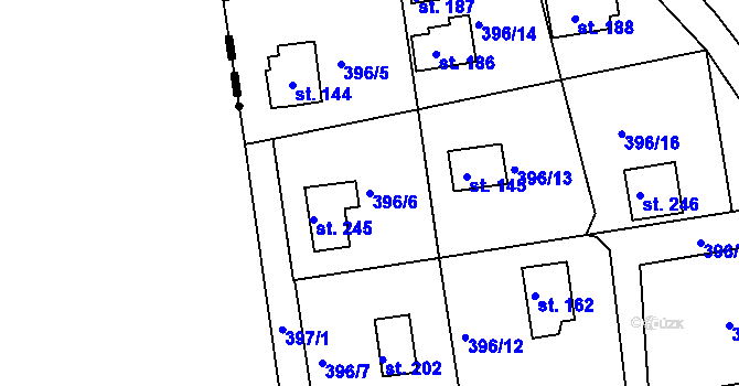 Parcela st. 396/6 v KÚ Sudoměřice u Tábora, Katastrální mapa
