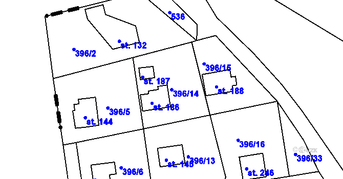 Parcela st. 396/14 v KÚ Sudoměřice u Tábora, Katastrální mapa